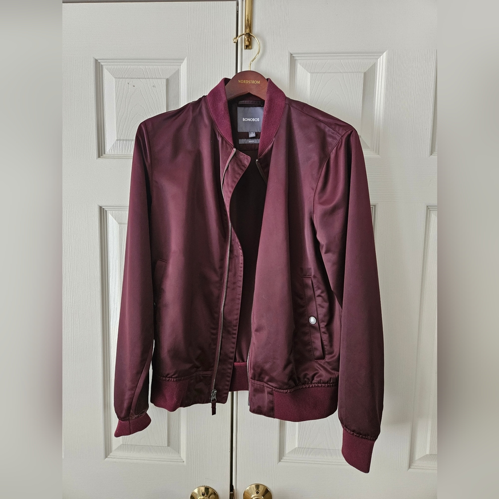 Bonobos Boulevard Burgundy Bomber Jacket